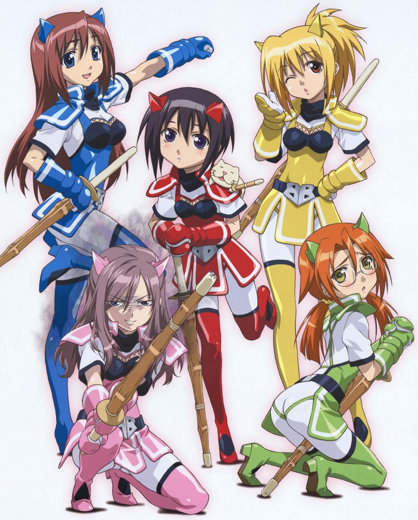 kawazoe tamaki, chiba kirino, kuwahara sayako, miyazaki miyako, and azuma satori (bamboo blade) drawn by watanabe_yoshihiro