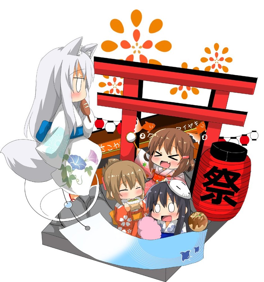 hibiki, inazuma, ikazuchi, and akatsuki (kantai collection) drawn by oshiruko_(uminekotei)
