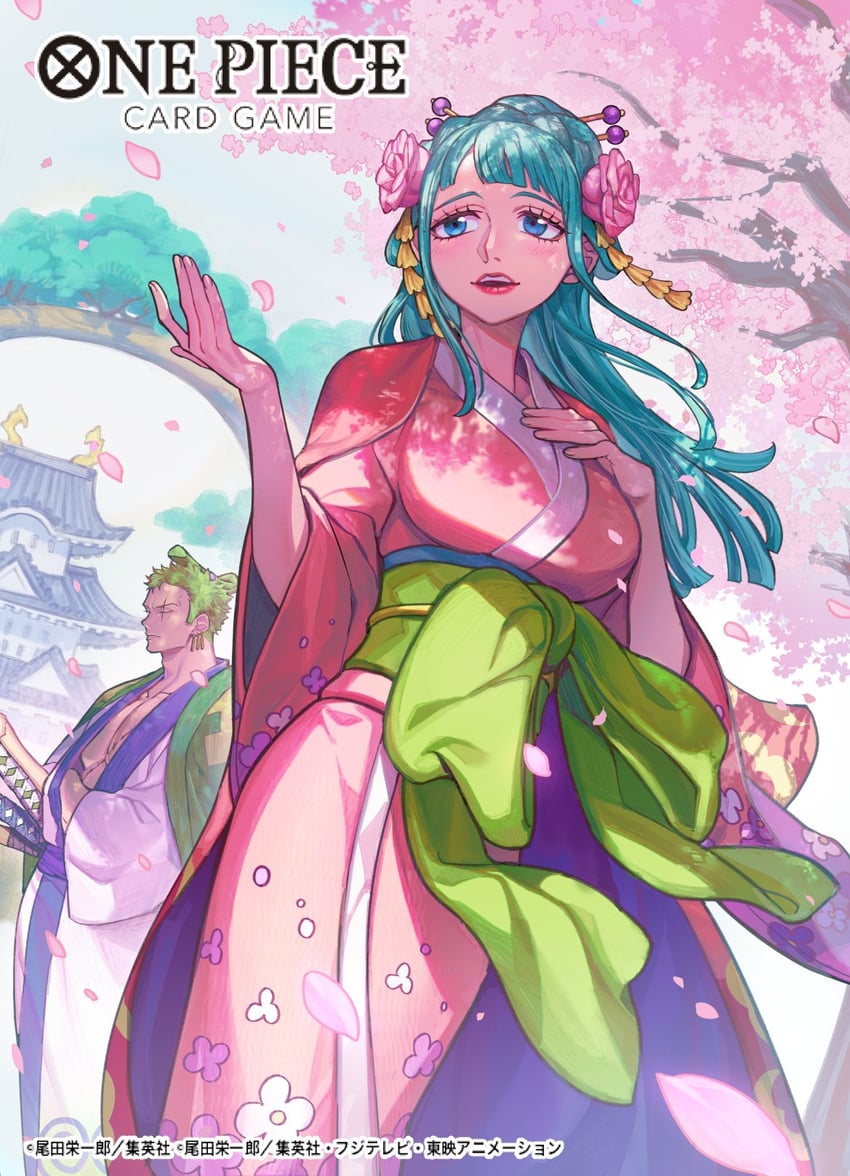 roronoa zoro and kouzuki hiyori (one piece and 1 more) drawn by sunohara_(encount)