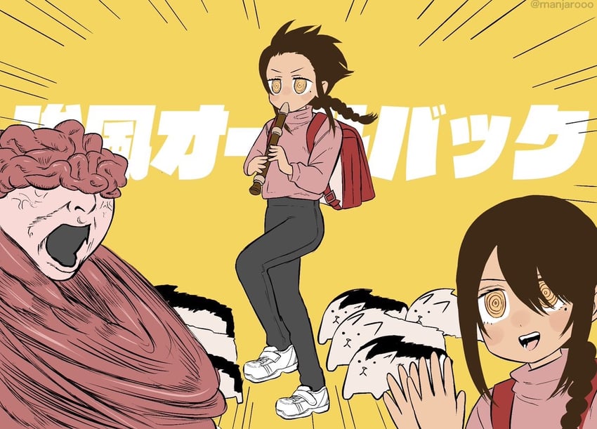 nayuta and typhoon devil (chainsaw man and 1 more) drawn by manjarooo
