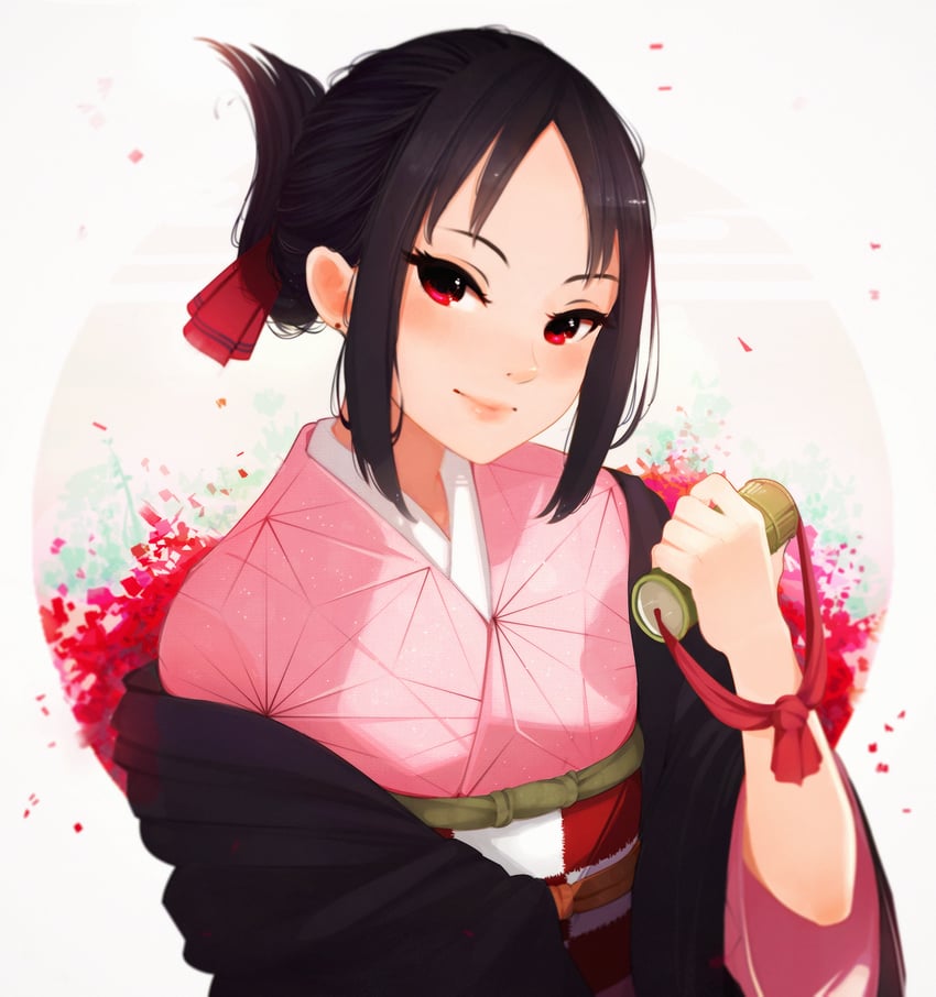 kamado nezuko and shinomiya kaguya (kimetsu no yaiba and 1 more) drawn by hanr10