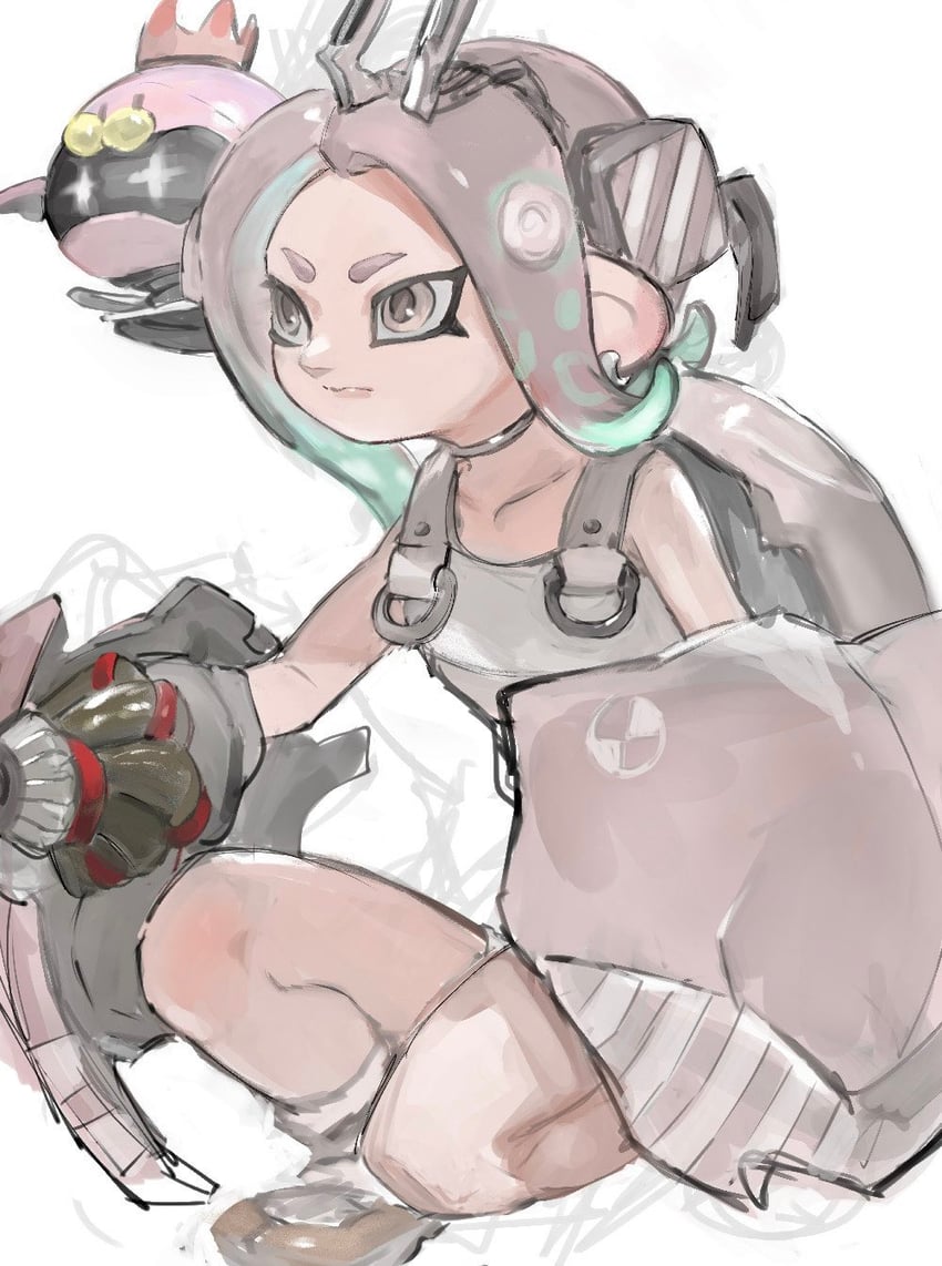 octoling player character, octoling girl, pearl, agent 8, and pearl drone (splatoon and 2 more) drawn by ga4me4