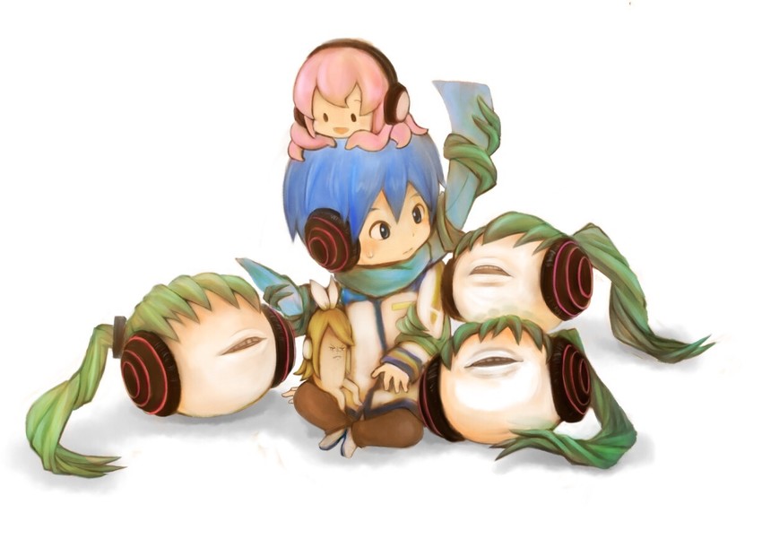 hatsune miku, kagamine rin, megurine luka, kaito, takoluka, and 1 more (vocaloid) drawn by jam_kl