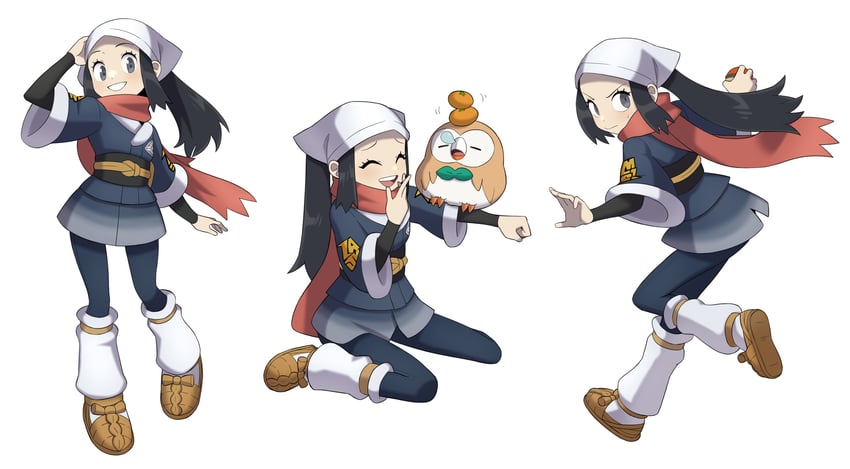 akari and rowlet (pokemon and 1 more) drawn by flowerpigeon