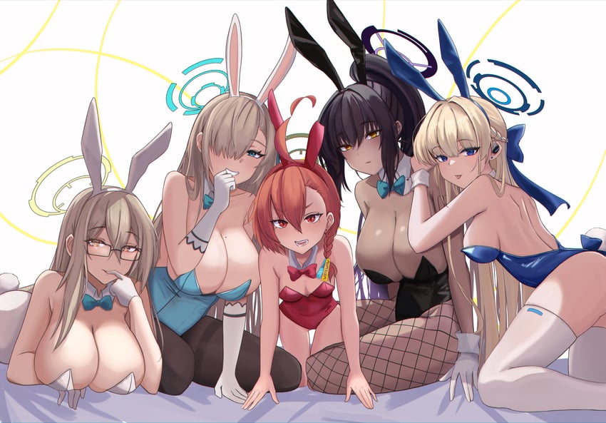 asuna, toki, karin, neru, and akane (blue archive) drawn by michill_1121