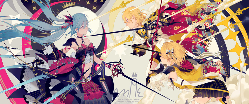 hatsune miku, kagamine rin, and kagamine len (vocaloid) drawn by ryuutsuki_basetsu