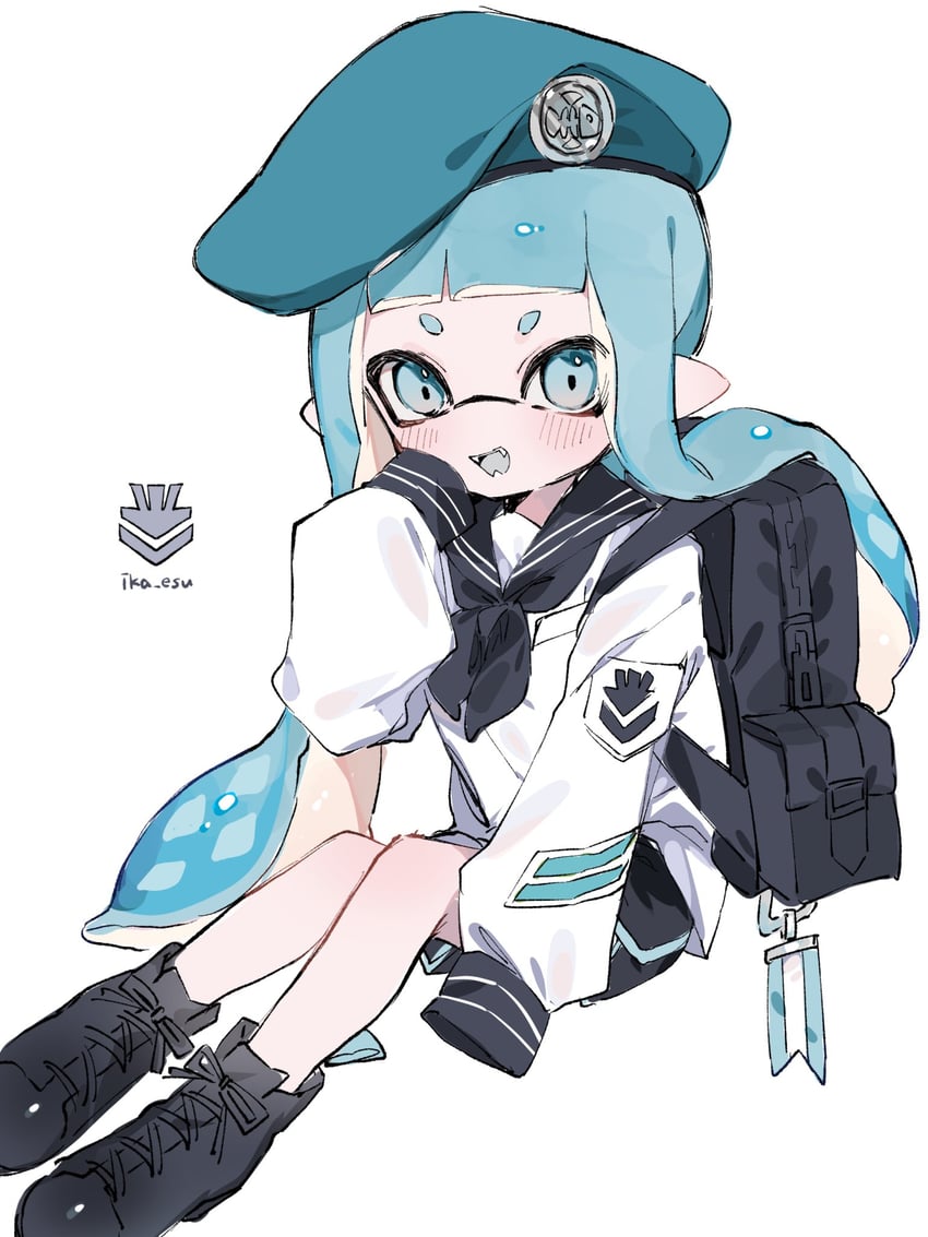 inkling player character and inkling girl (splatoon) drawn by ika_esu