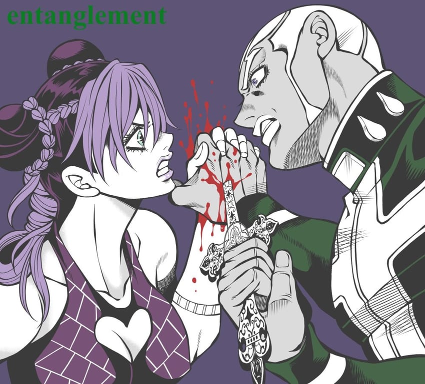 kujo jolyne and enrico pucci (jojo no kimyou na bouken and 1 more) drawn by kid_(kidocchi)