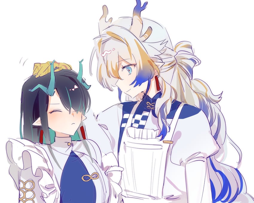 shu and dusk (arknights and 1 more) drawn by kemono_(fukanasumi)