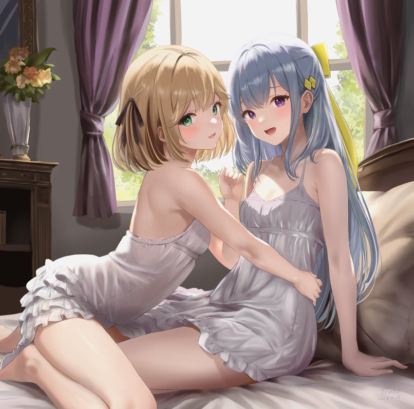 anisphia wynn palettia and euphyllia magenta (tensei oujo to tensai reijou no mahou kakumei) drawn by fluno
