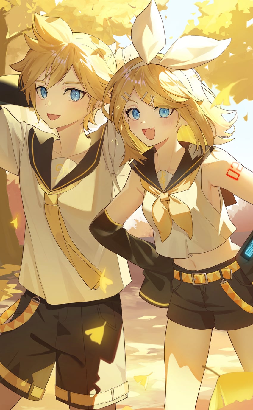 kagamine rin and kagamine len (vocaloid) drawn by shana_deco