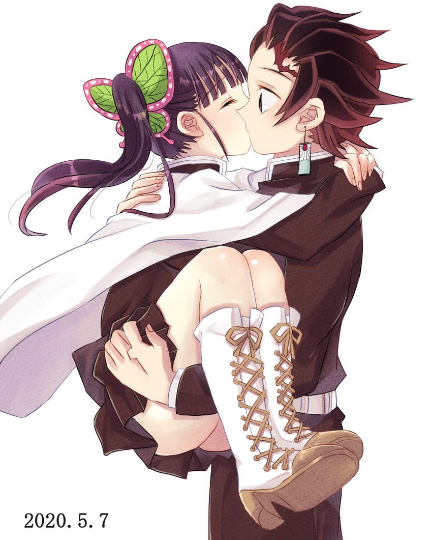 kamado tanjirou and tsuyuri kanao (kimetsu no yaiba) drawn by shirokuma_(shiropan777)