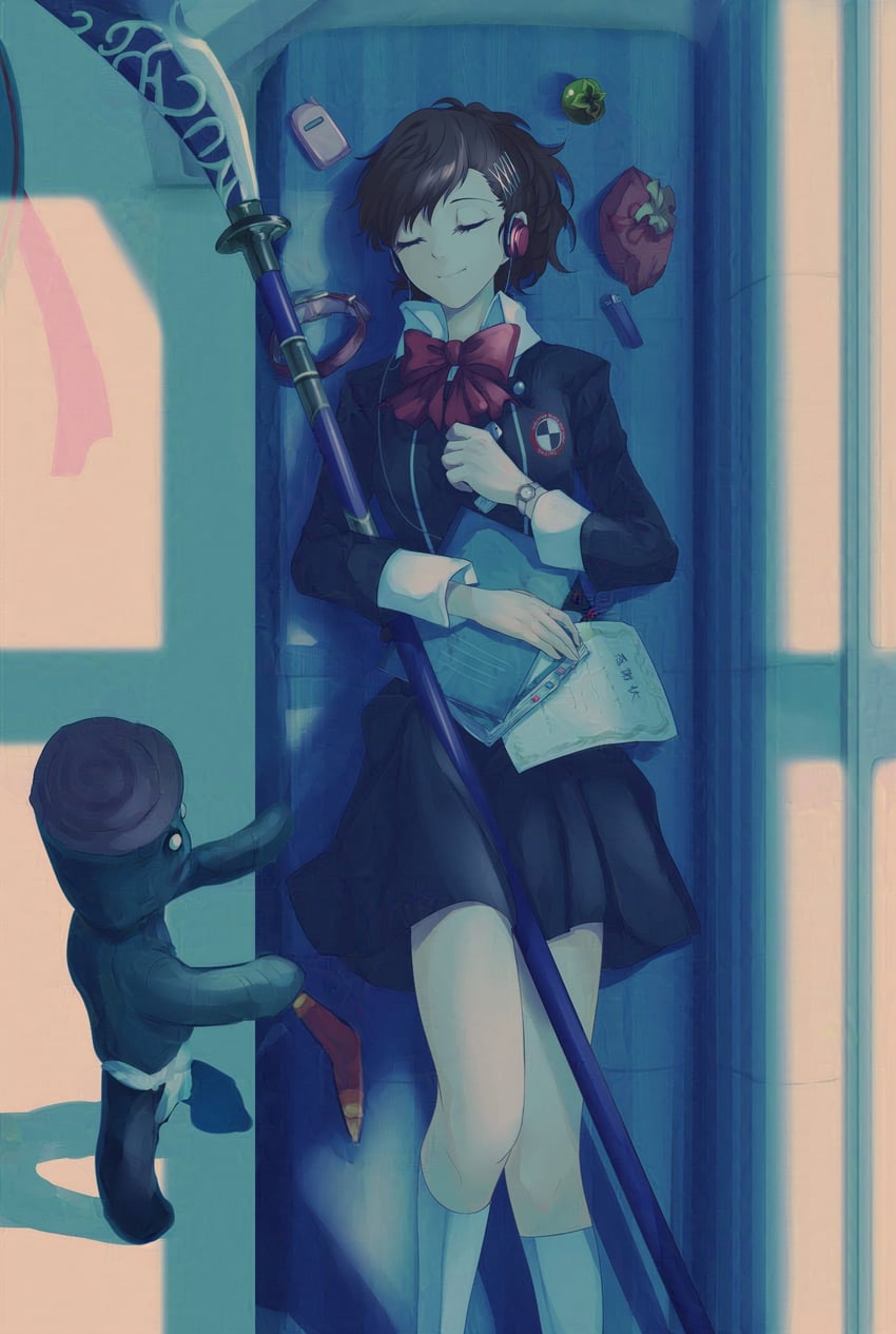 shiomi kotone and mokoi (persona and 2 more) drawn by kyuryuu_anuma