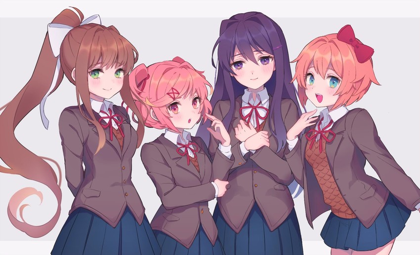 monika, natsuki, yuri, and sayori (doki doki literature club) drawn by m1stm1