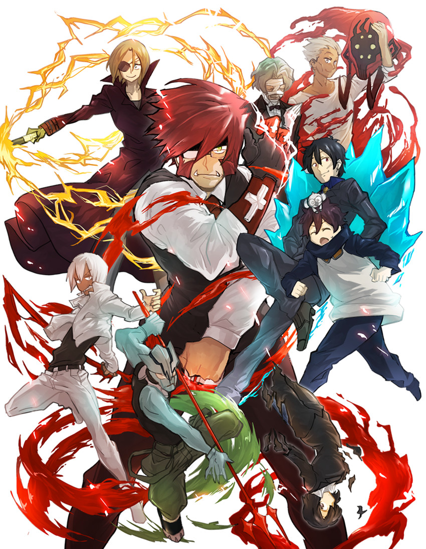 klaus von reinhertz, leonardo watch, zap renfro, steven a. starphase, chain sumeragi, and 6 more (kekkai sensen) drawn by oono_imo