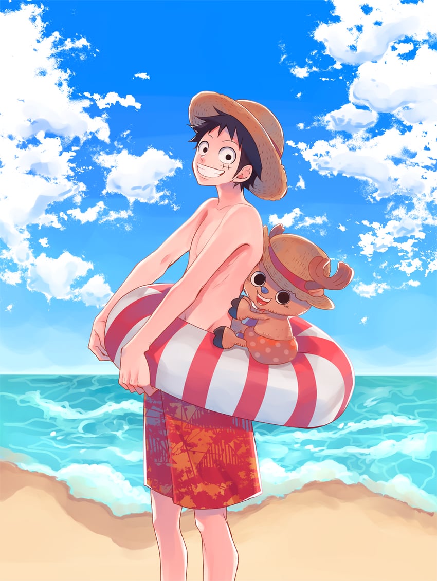 monkey d. luffy and tony tony chopper (one piece) drawn by aco_peda