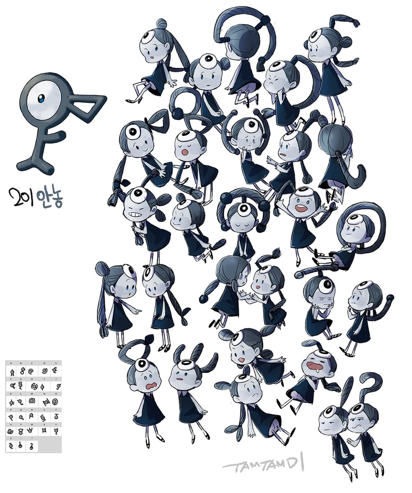 unown, unown a, unown e, unown o, unown s, and 24 more (pokemon) drawn by tamtamdi