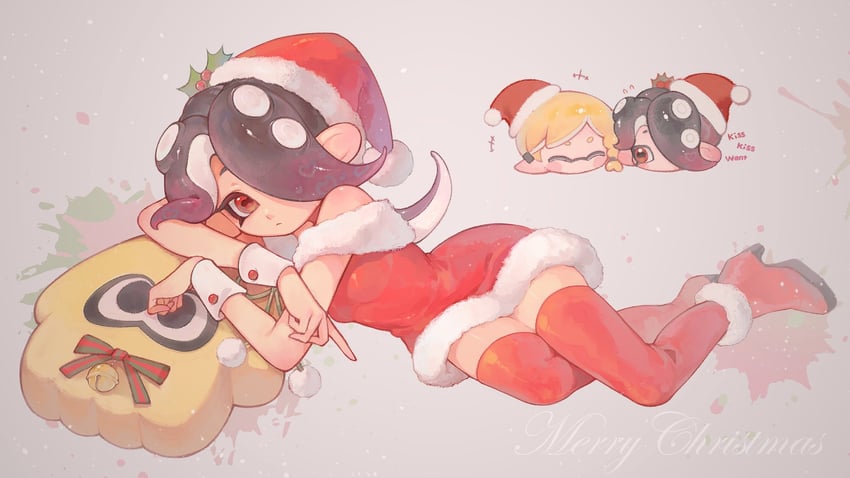 inkling player character, inkling girl, octoling player character, and octoling girl (splatoon) drawn by liang_cun_rakuna