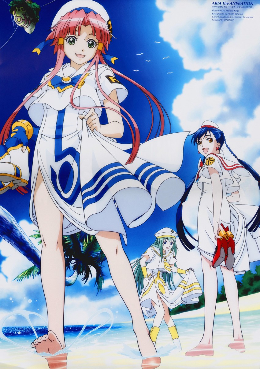 mizunashi akari, alice carroll, and aika granzchesta (aria) drawn by koga_makoto