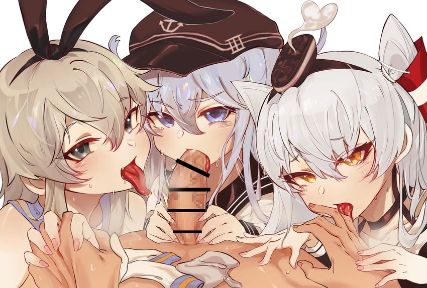 admiral, shimakaze, hibiki, and amatsukaze (kantai collection) drawn by kurohibi