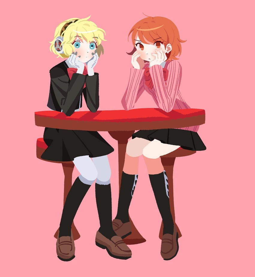aigis and takeba yukari (persona and 1 more) drawn by yomyompi