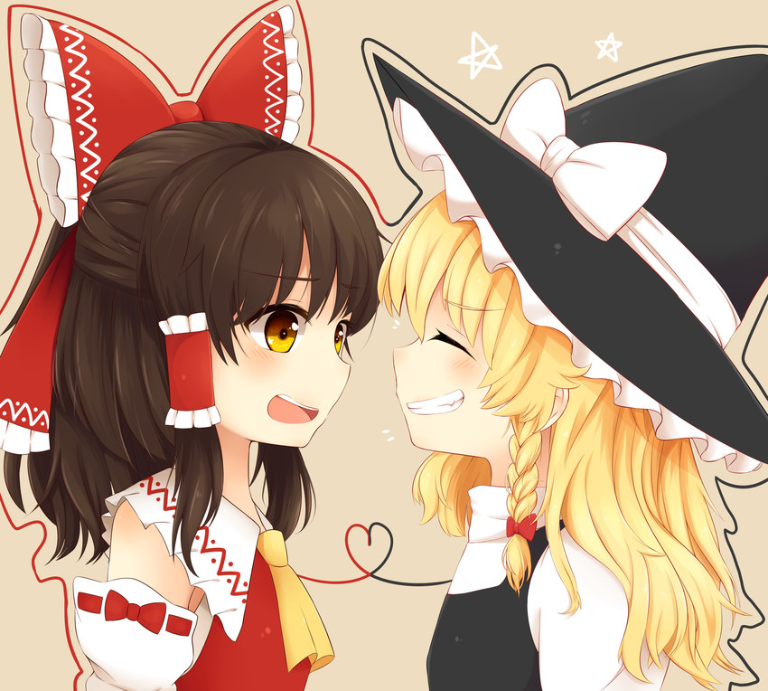 hakurei reimu and kirisame marisa (touhou) drawn by riza_dxun