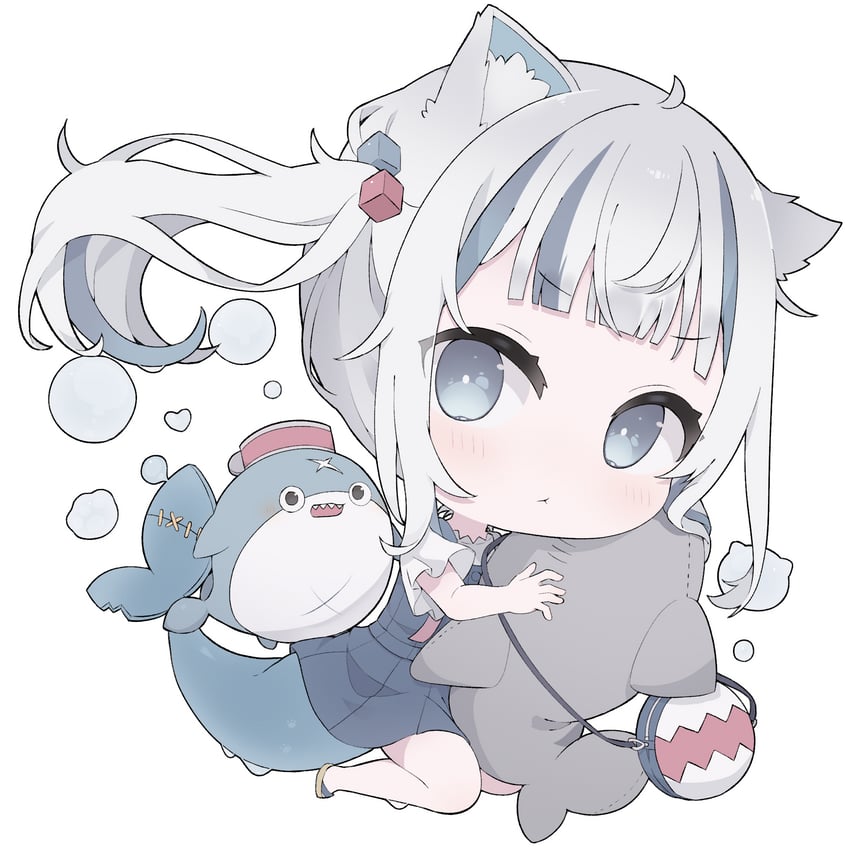 gawr gura and bloop (hololive and 1 more) drawn by hocmiya