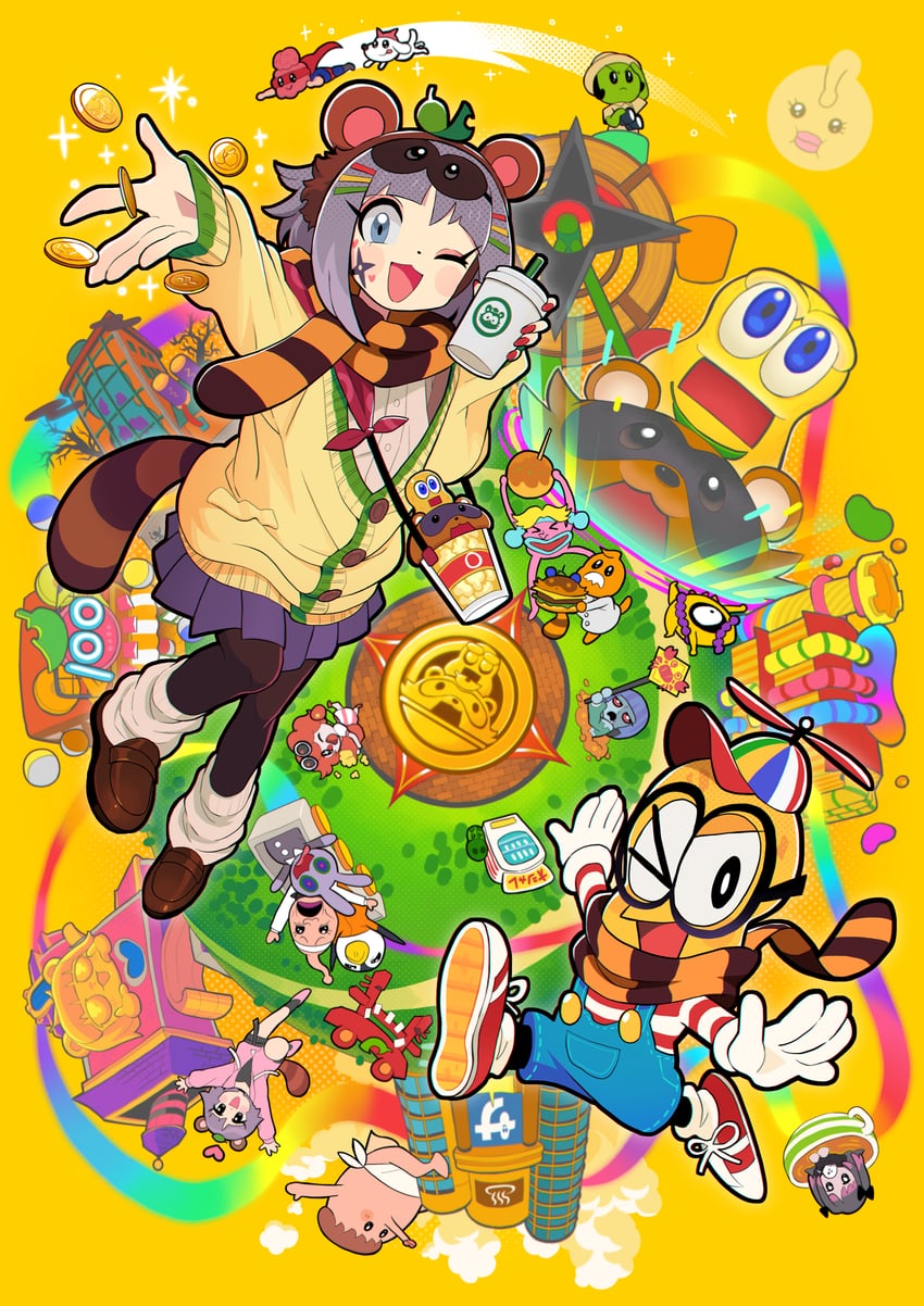 ponpoko and peanuts-kun (mode aim) drawn by gashi-gashi