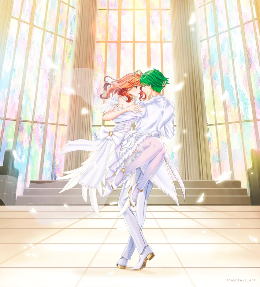 celica and alm (fire emblem and 1 more) drawn by tonyblaze