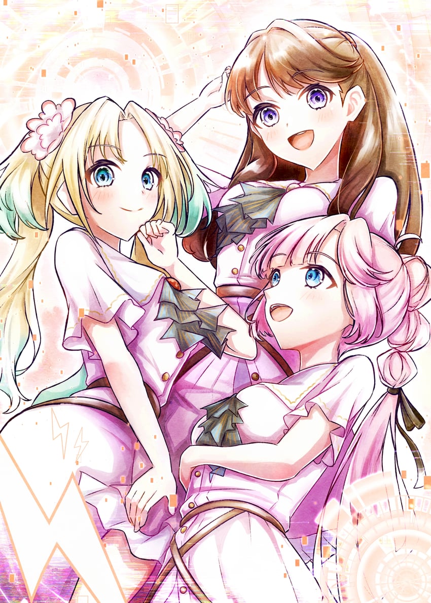 fujishima megumi, osawa rurino, and anyoji hime (love live! and 1 more) drawn by okanda