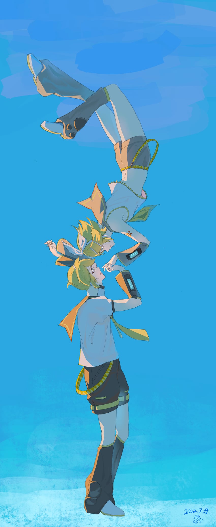 kagamine rin and kagamine len (vocaloid and 1 more) drawn by pomie_no_molong
