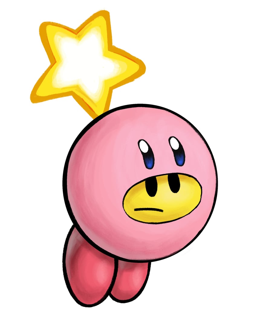 kirby and starlow (mario and 3 more) drawn by cado_(cadoart)