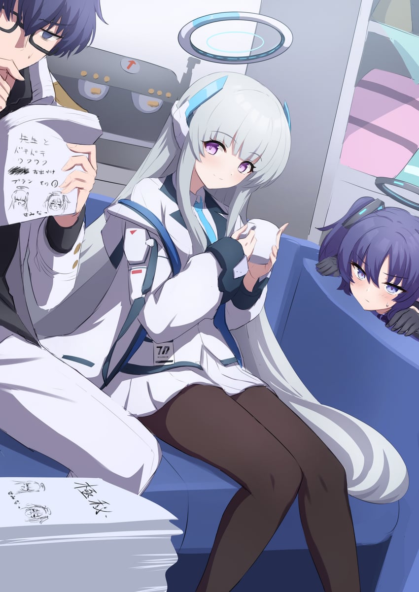 sensei, yuuka, noa, and problem solver sensei (blue archive) drawn by afrody