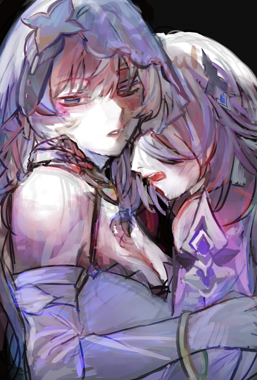 acheron and black swan (honkai and 1 more) drawn by jiroful