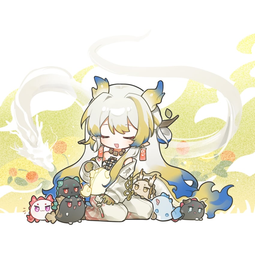 shu, dusk, nian, ling, chongyue, and 2 more (arknights) drawn by tu_tu_cha_(sutuyuan)