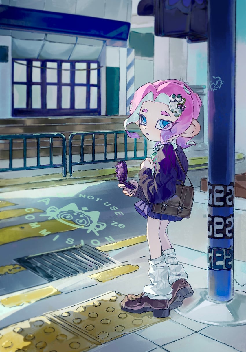 octoling player character and octoling girl (splatoon and 1 more) drawn by zeqwq