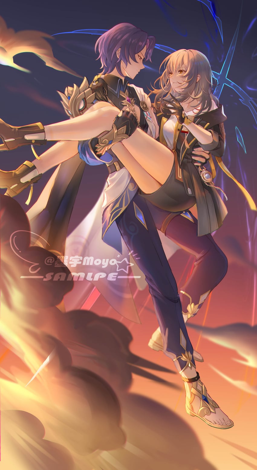 trailblazer, stelle, and dr. ratio (honkai and 1 more) drawn by moyu_moyo