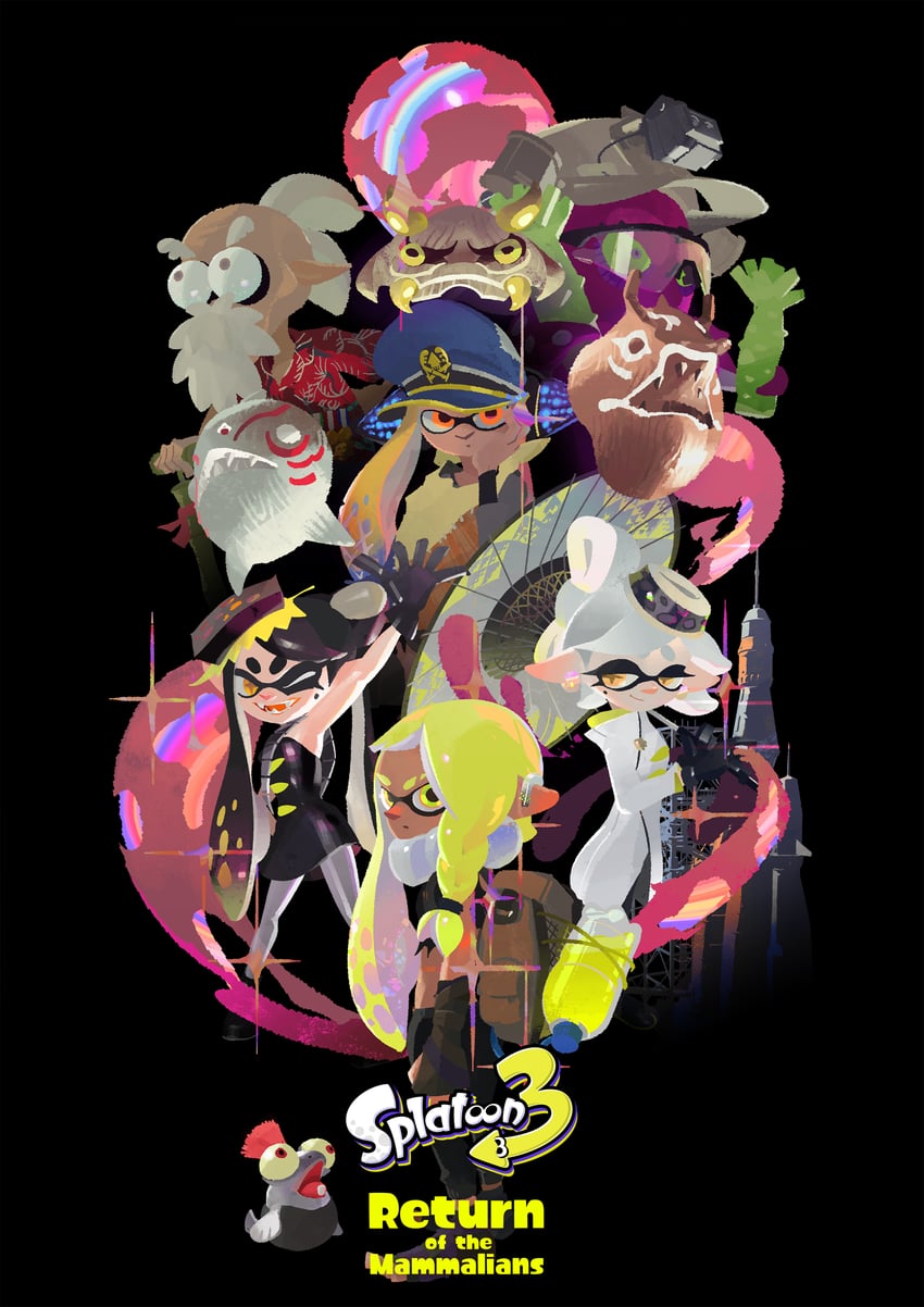 inkling player character, inkling girl, callie, marie, agent 3, and 4 more (splatoon and 1 more) drawn by inoue_seita