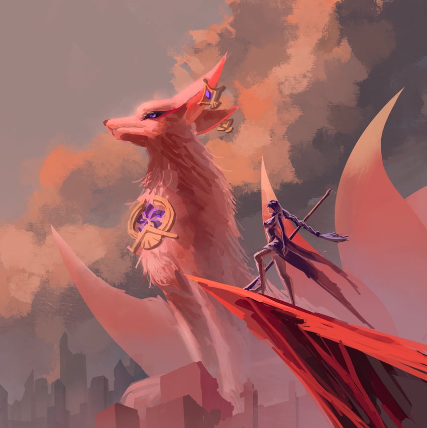 raiden shogun and yae miko (genshin impact) drawn by baijinhuaji