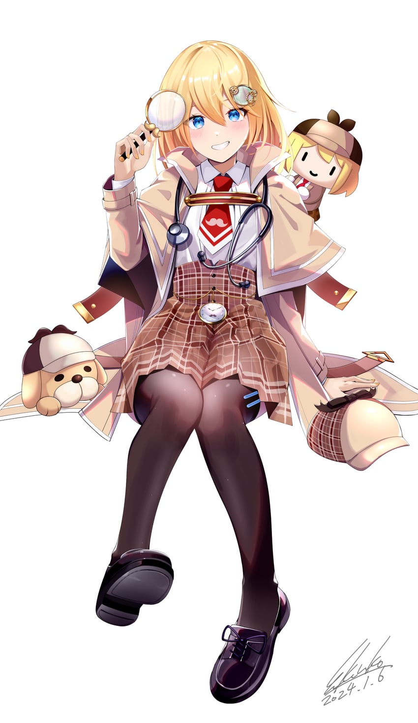 watson amelia, bubba, and smol ame (hololive and 1 more) drawn by kenko_(a143016)