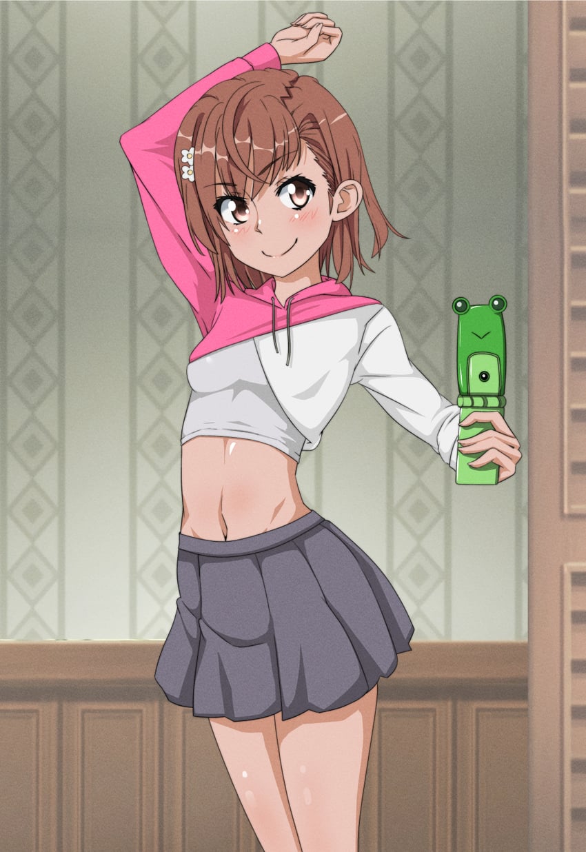 misaka mikoto and gekota (toaru majutsu no index and 1 more) drawn by dandere_(tetsudan)