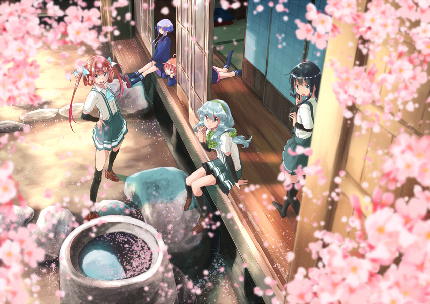 asashio, uzuki, yayoi, asagumo, and yamagumo (kantai collection) drawn by matsutani