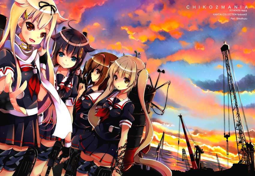shigure, yuudachi, shigure kai ni, yuudachi kai ni, murasame, and 1 more (kantai collection) drawn by gouda_nagi