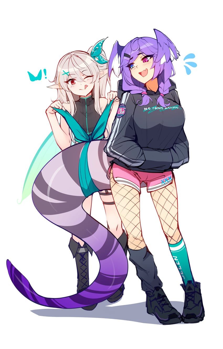 selen tatsuki and pomu rainpuff (nijisanji and 1 more) drawn by ricegnat