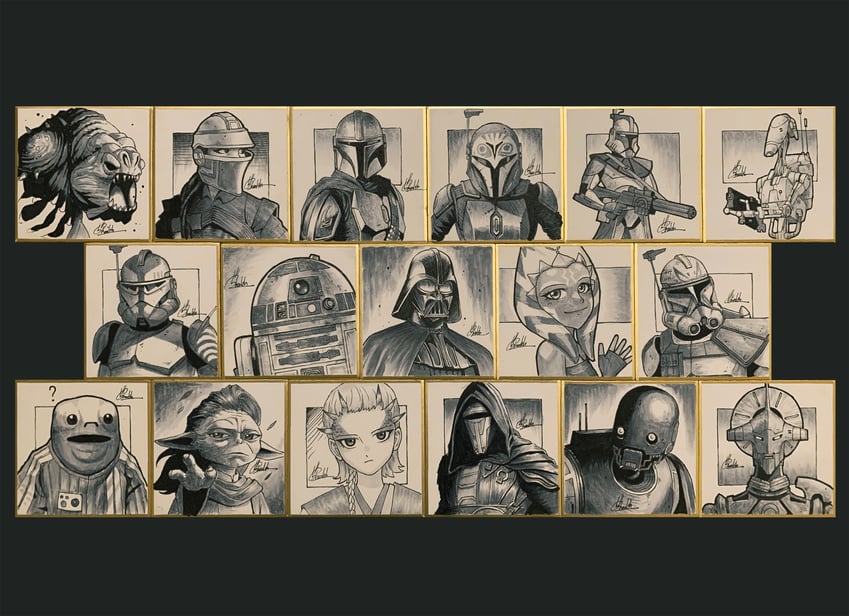 ahsoka tano, darth vader, r2-d2, din djarin, captain rex, and 8 more (star wars and 4 more) drawn by 5health