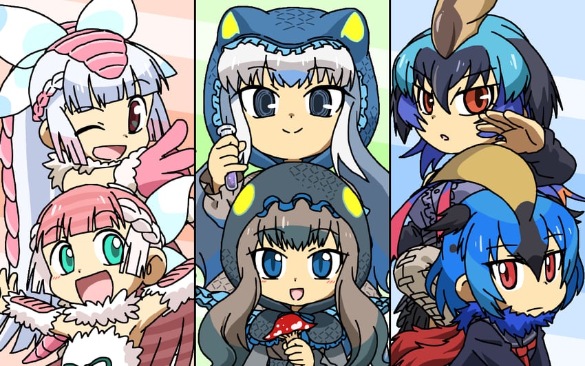 komodo dragon, southern cassowary, and pink fairy armadillo (kemono friends) drawn by srd_(srdsrd01)