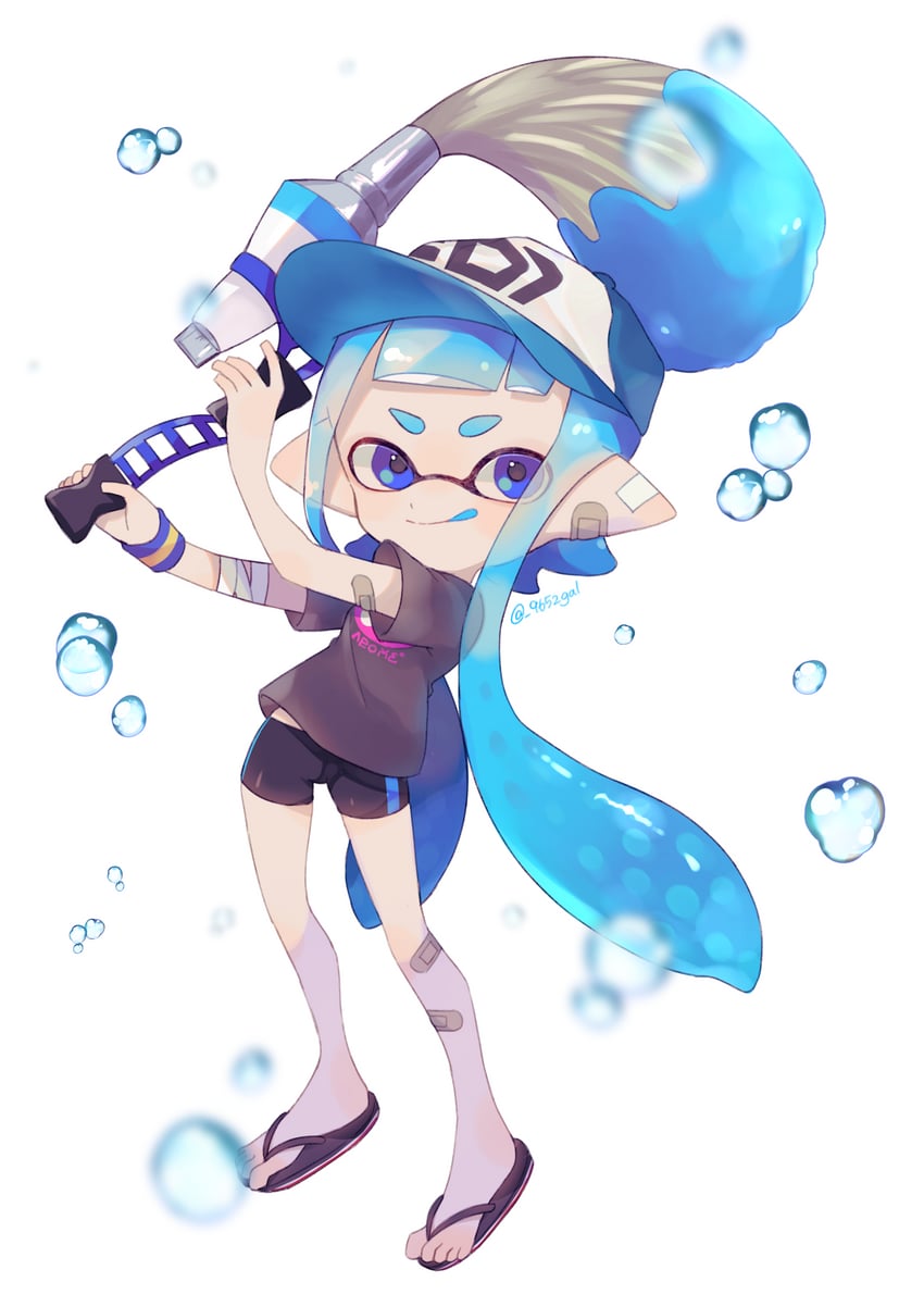 inkling player character and inkling girl (splatoon) drawn by sabata_saba