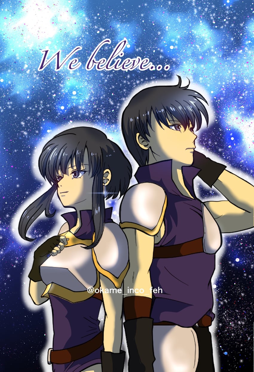 larcei and scathach (fire emblem and 1 more) drawn by okame_inco_feh