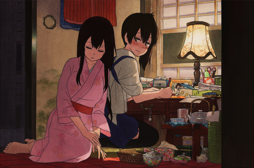 kaga and akagi (kantai collection) drawn by shijukara_(great_tit)