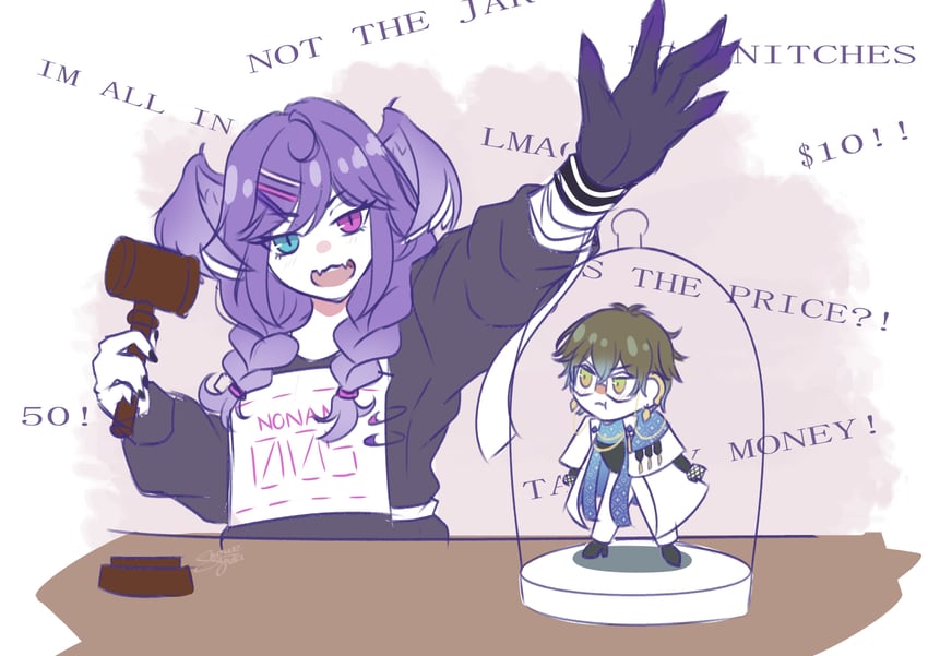 selen tatsuki and ike eveland (nijisanji and 1 more) drawn by yukinoe